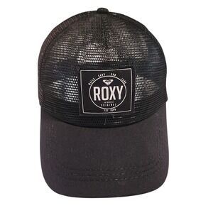 Roxy Black Mesh Trucker Hat Cap Adjustable Snapback Men's